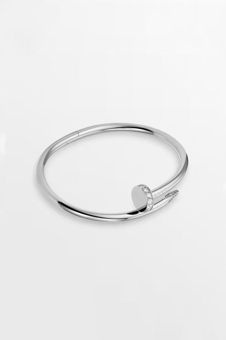 Pulsera clavo con zircones PLATA