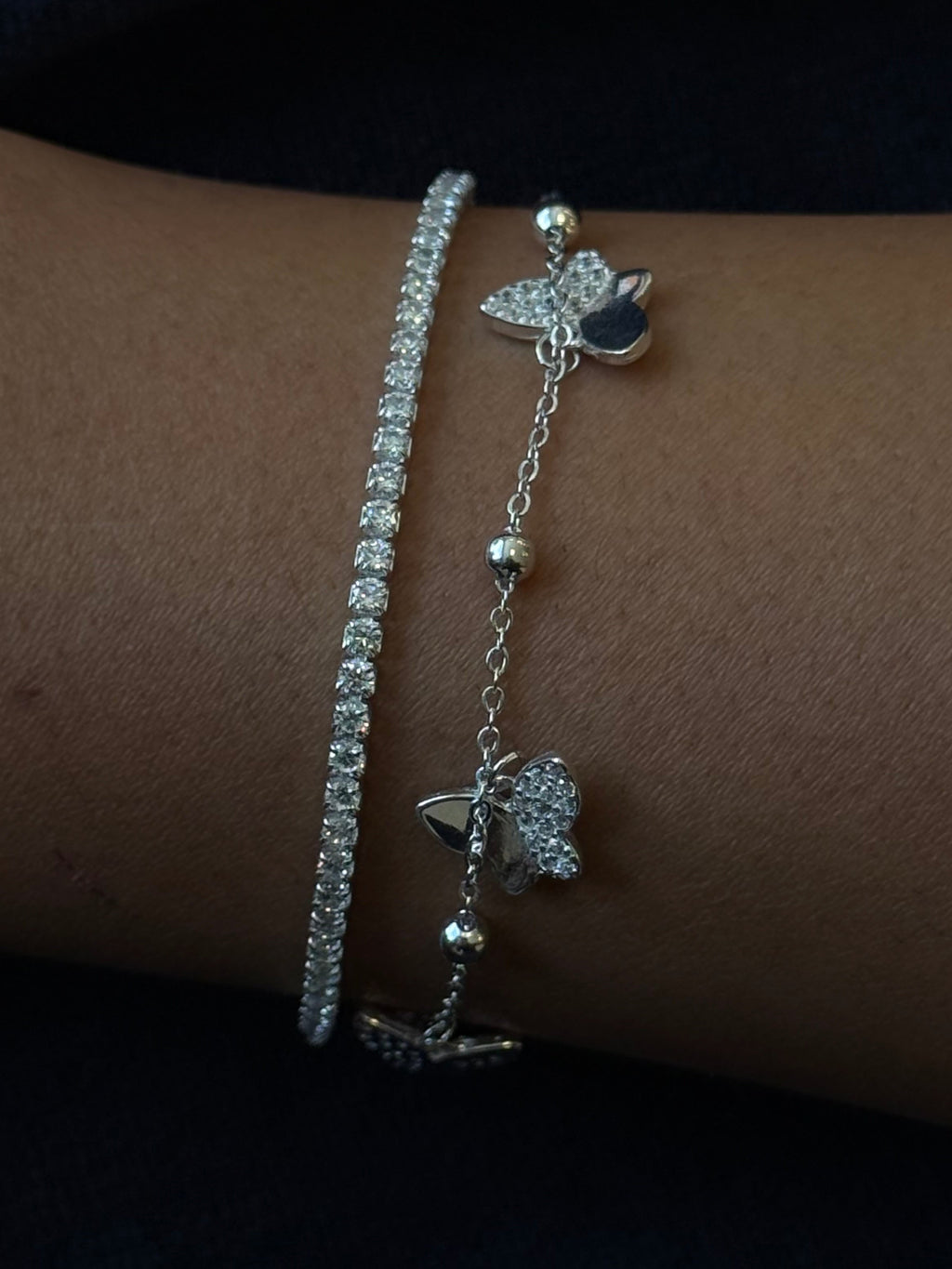 Pulsera mariposa tennis Plata italiana Ley 925