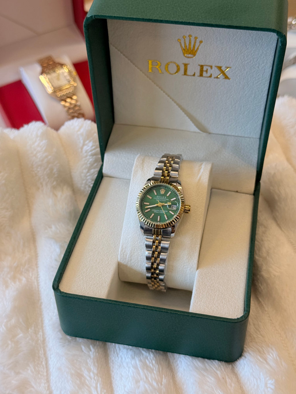Reloj Rolex cara verde bicolor