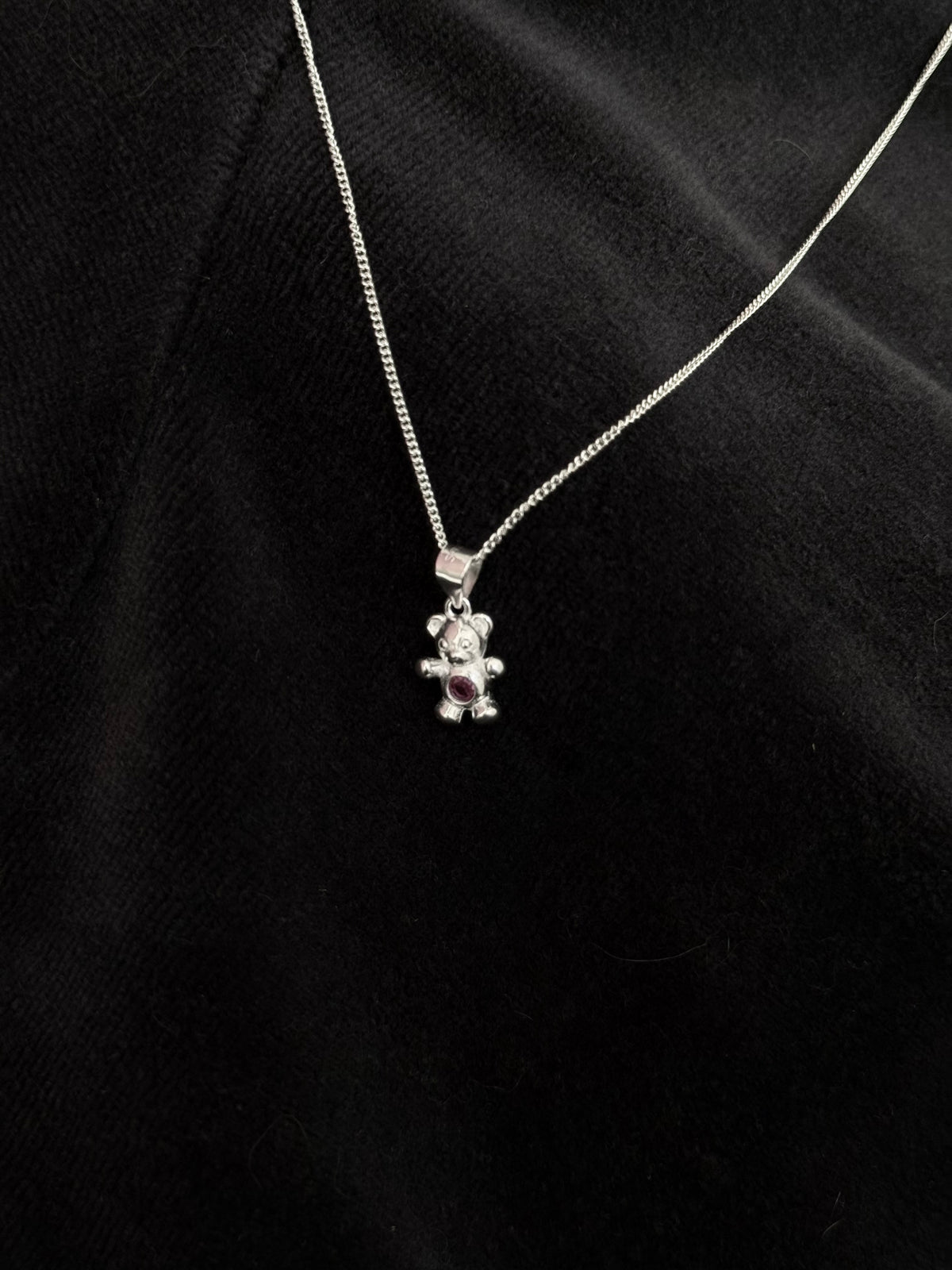 Cadena osito fucsia Plata italiana Ley 925