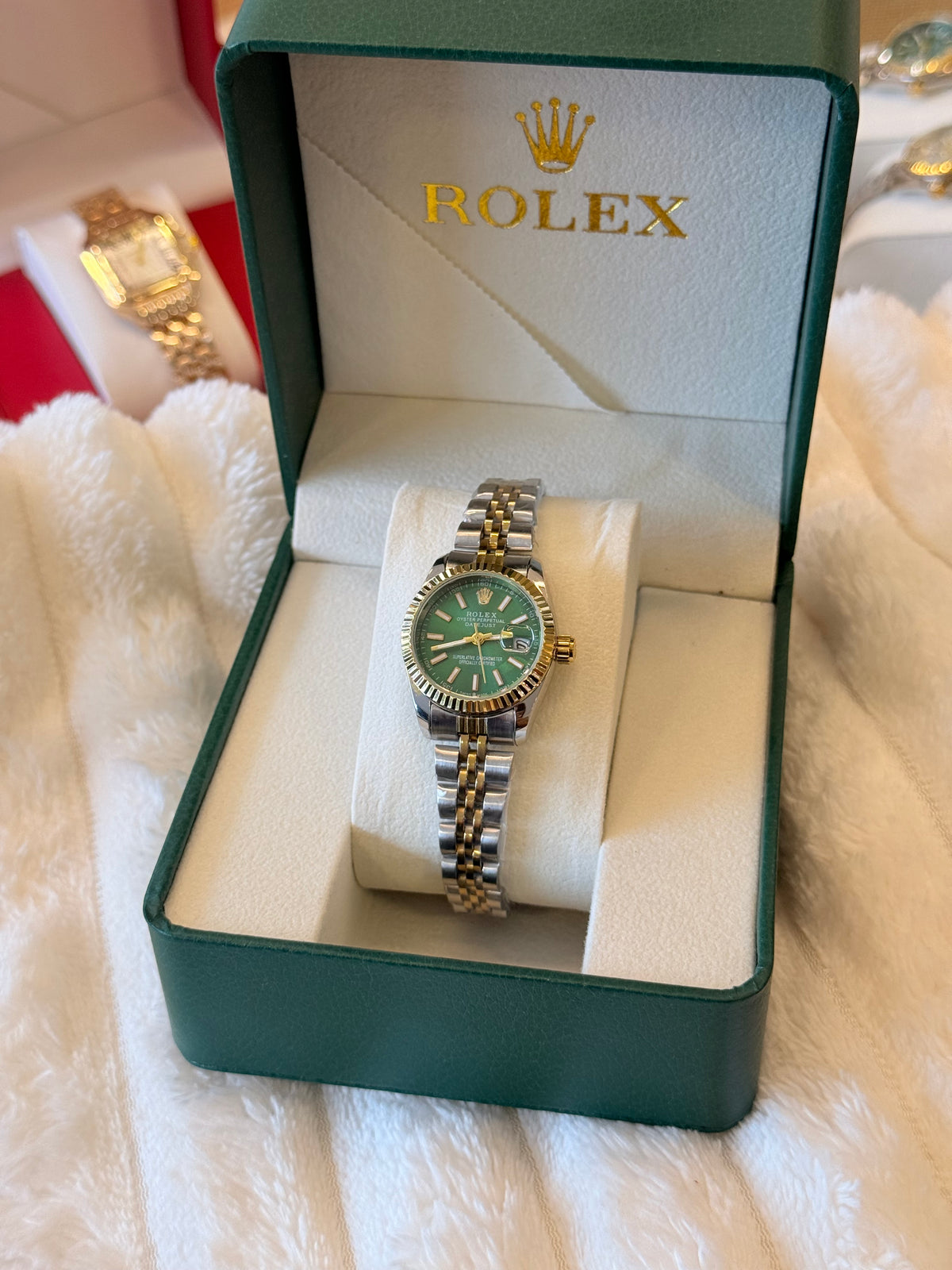 Reloj Rolex cara verde bicolor