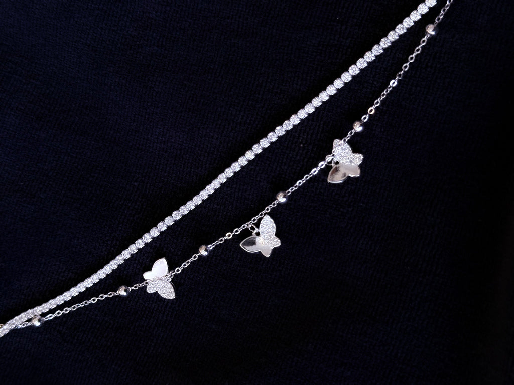Pulsera mariposa tennis Plata italiana Ley 925