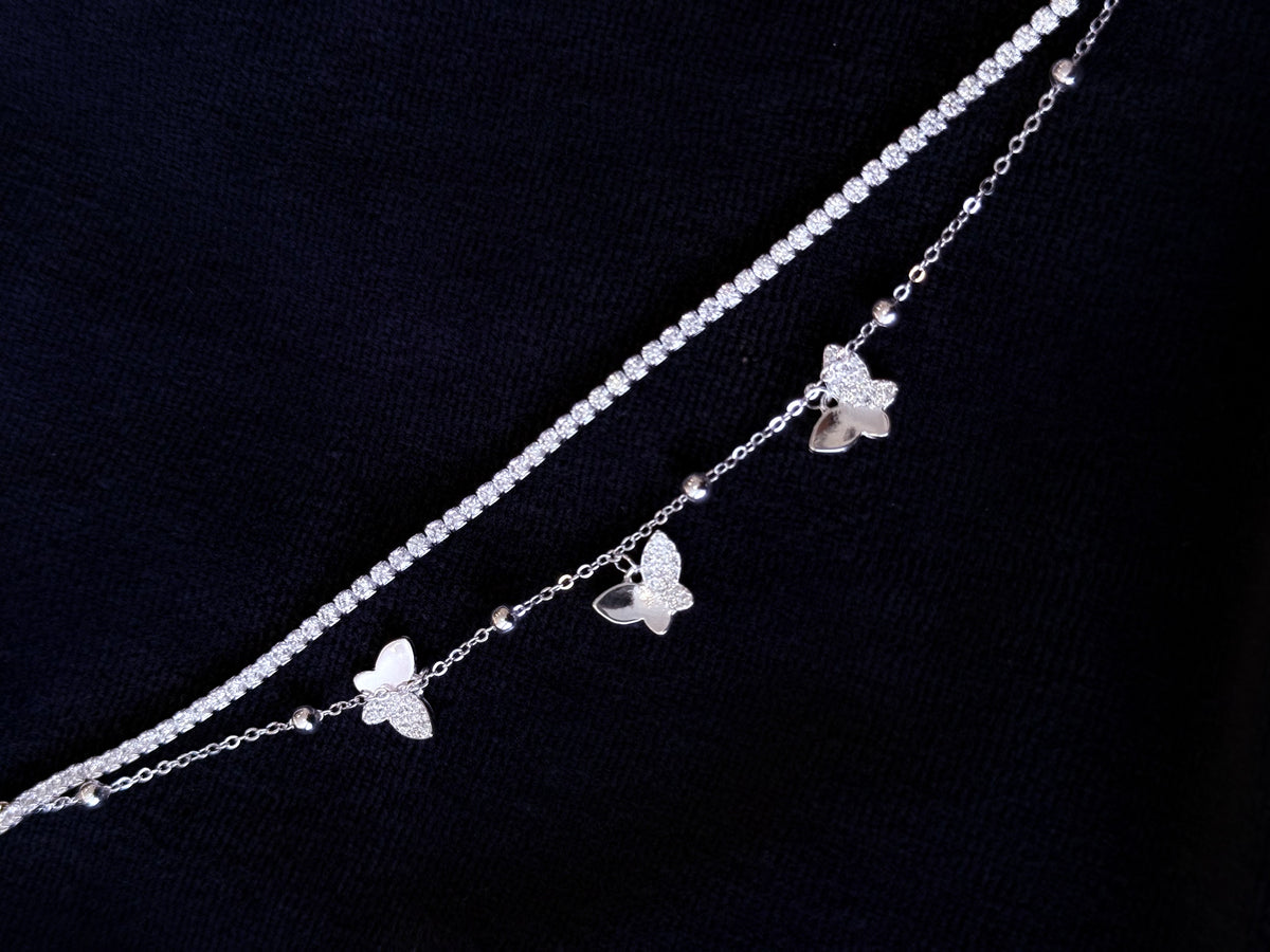 Pulsera mariposa tennis Plata italiana Ley 925