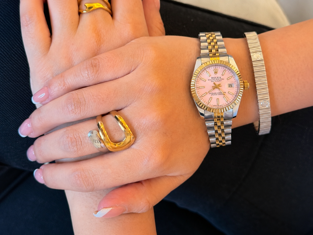 Reloj date just bicolor pink